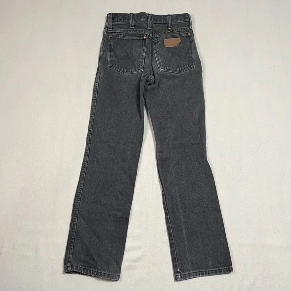 Wrangler Black Denim Jeans USA‎ Made Mid-Rise Straight Leg Rigid - Size 27